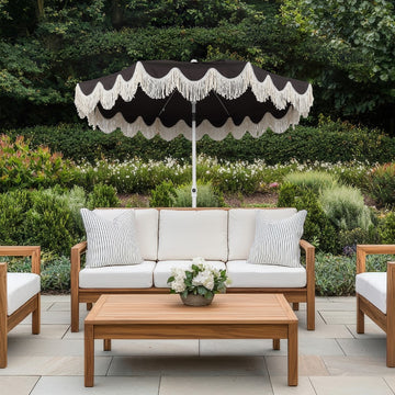 Mariner 6.5 ft. Classic Cottage Fringe Tassel Market Beach Umbrella
